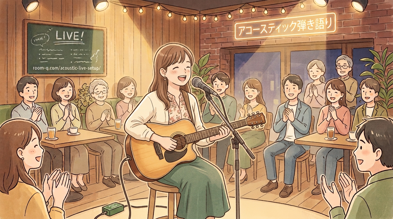 【店舗音響⑥】カフェでアコギ弾き語りライブ！マイク2本＆D.I.を使った完全接続ガイド