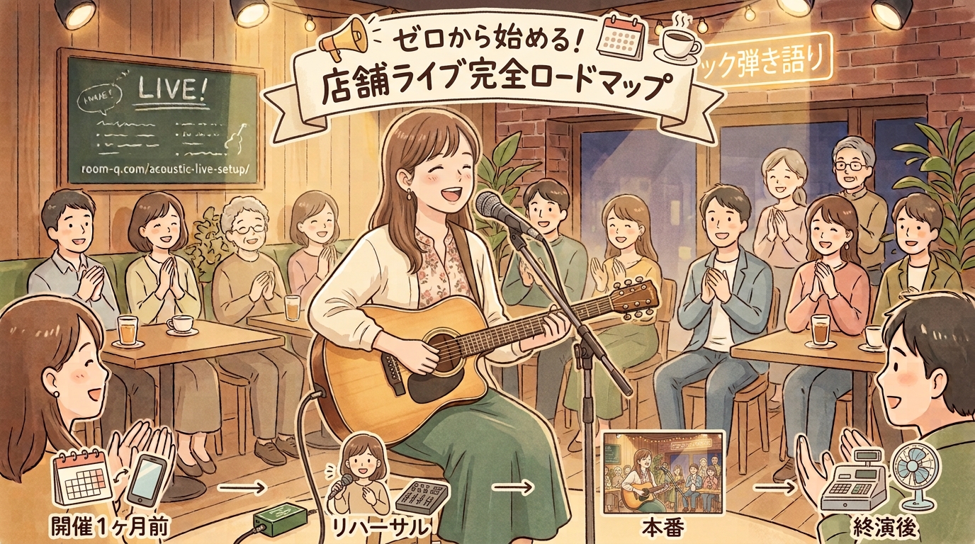 【店舗音響⑨完全版】ゼロから始める！カフェ・バーで「弾き語りライブ」を企画・大成功させるための完全ロードマップ